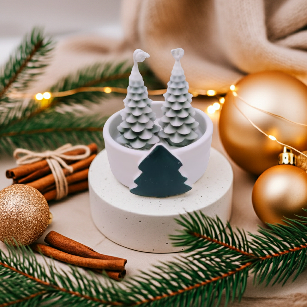 Concrete Jar Snowy Christmas Tree Scented Candle