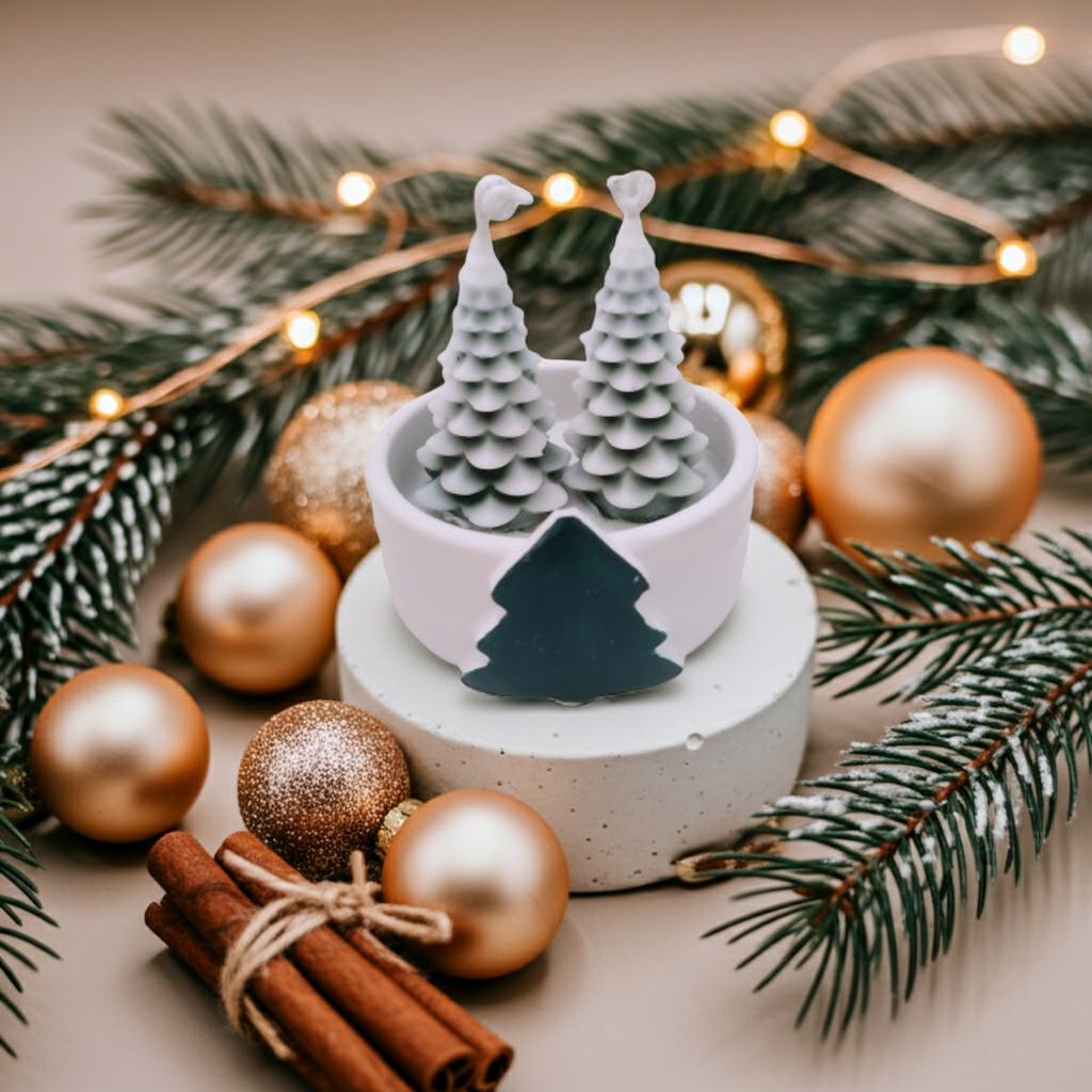 Concrete Jar Snowy Christmas Tree Scented Candle