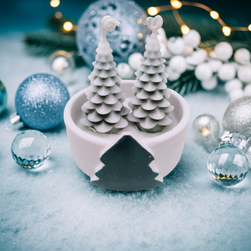 Concrete Jar Snowy Christmas Tree Scented Candle