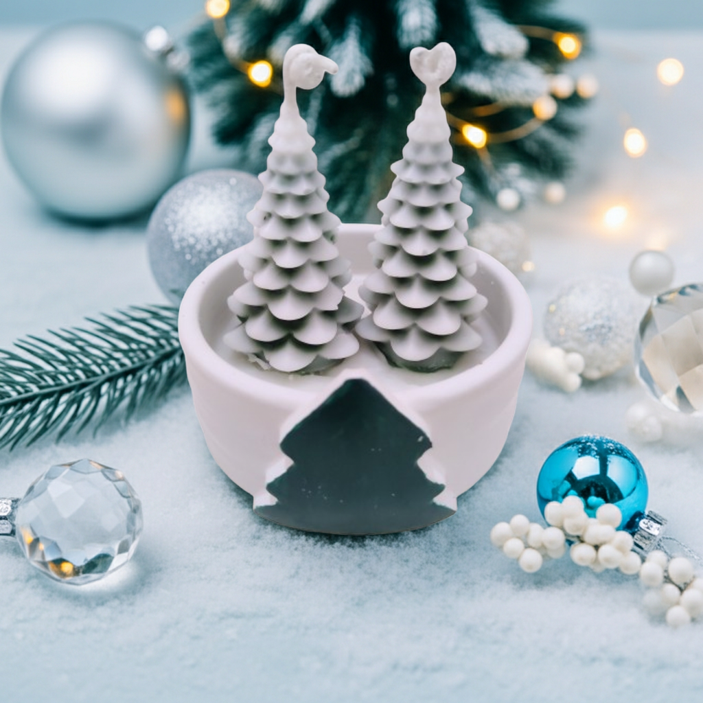 Concrete Jar Snowy Christmas Tree Scented Candle