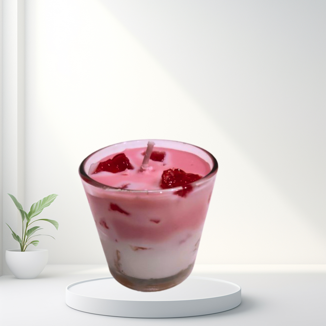 Strawberry Latte Scented Candle in Glass Jar