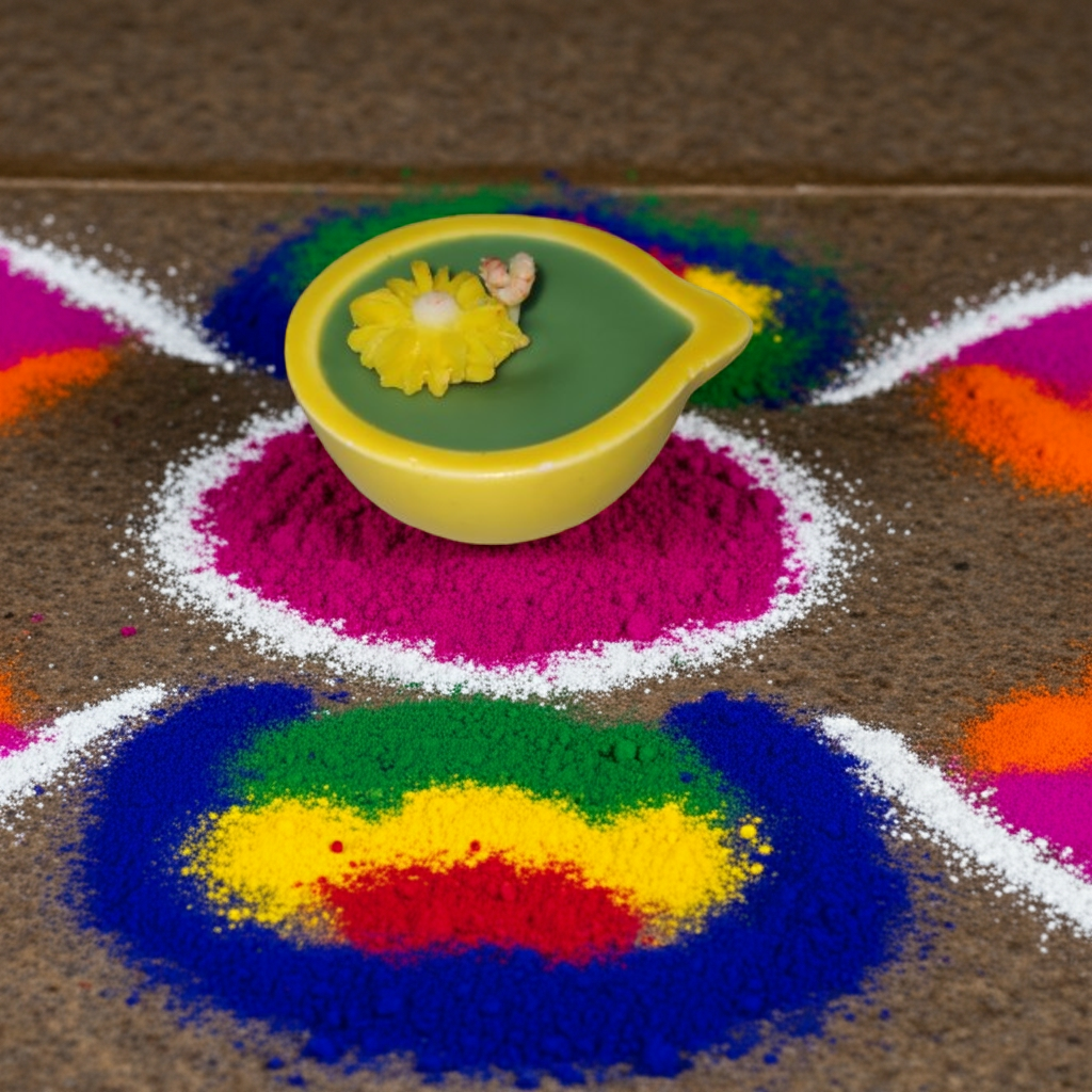 Ceramic Diya with Flower Scented Candle