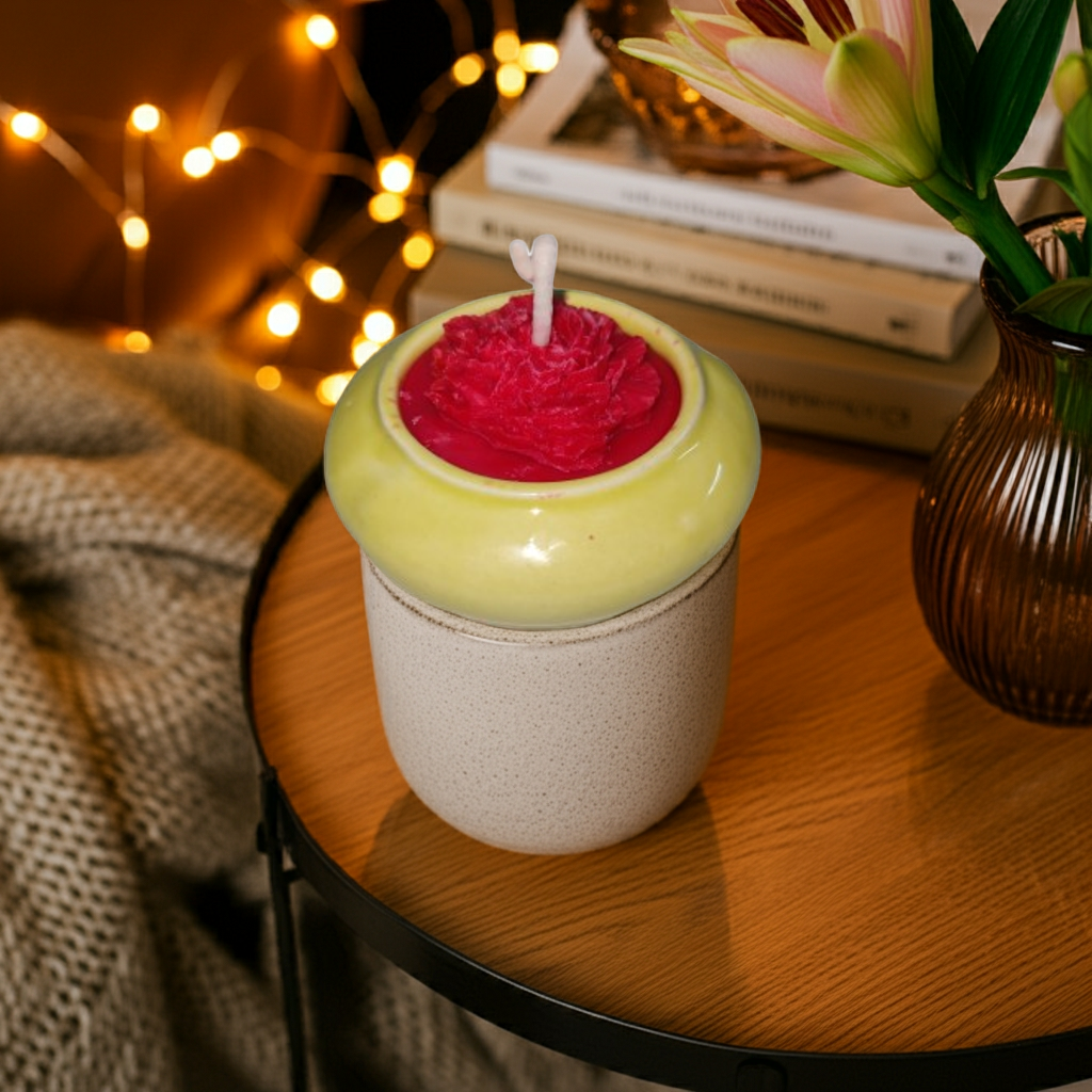 Ceramic Pot with Flower Scented Candle