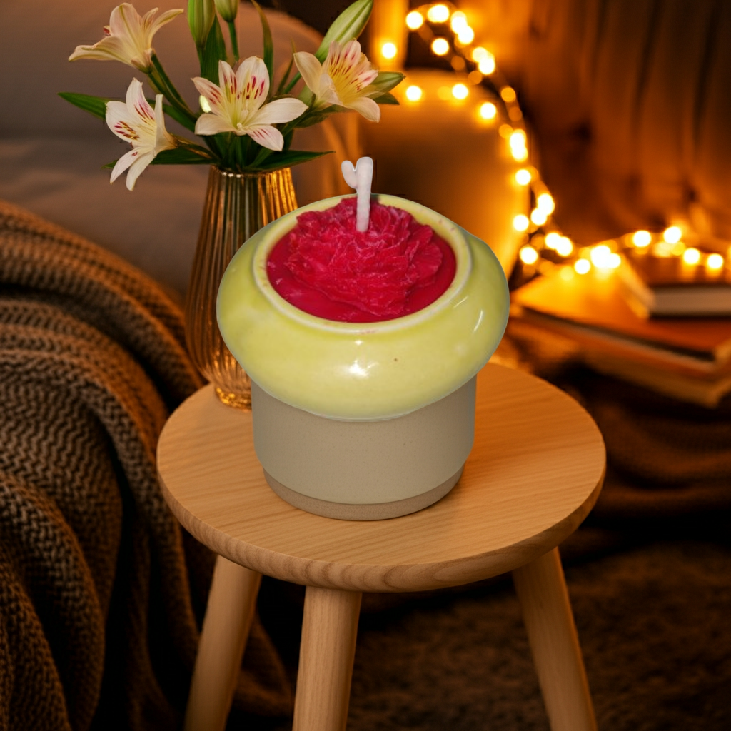 Ceramic Pot with Flower Scented Candle