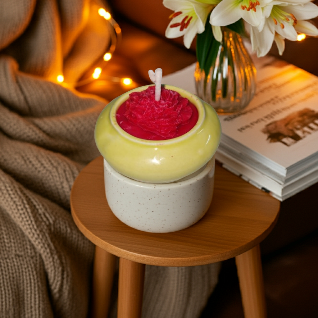 Ceramic Pot with Flower Scented Candle