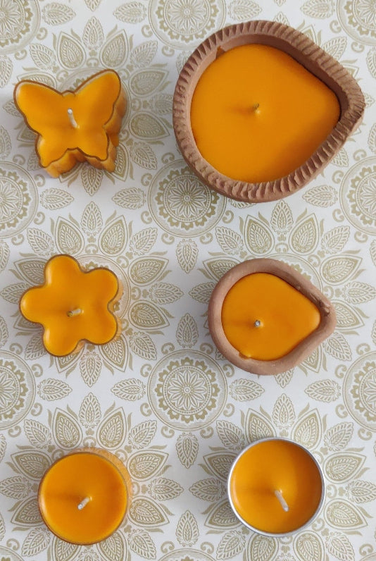 Saffron/Bhagva Rose Scented Diyas & Tealight Candles