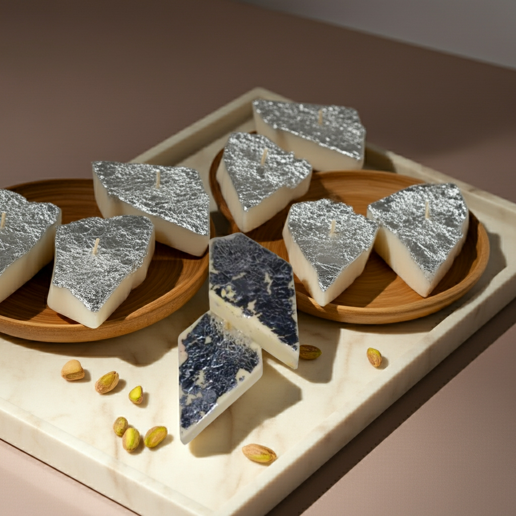 Kaju Katli Scented Candle(Pack of 2Pcs)